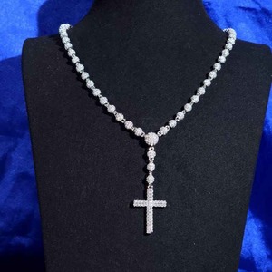 VVS Moissanite Diamond Rhodium Plated 925 Sterling Silver Luxury Hip Hop <b>Cross</b> <b>Pendant</b> Necklace For <b>Men</b> Women Unisex Bold Styles - Product Image 3