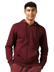 Sweat-shirt à capuche zippé pour homme, couleur unie, coupe classique, en molleton 100% coton, anti-boulochage, respirant, pour l'hiver, 300g - Product Image 1