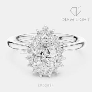 Bague de mariage en or blanc 14 carats avec diamant de laboratoire de 0,81 carat, taille poire, certifiée IGI, bijoux fins, cadeau pour fiançailles, mariage, anniversaire - Product Image 1