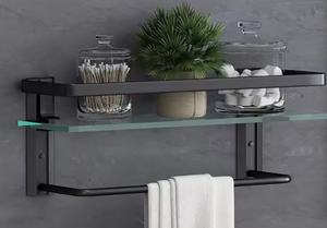 Étagère de douche murale en verre noir moderne OEM/ODM, étagère de salle de bain en verre, porte-shampooing en verre Vietnam - Product Image 4