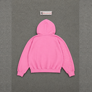 เสื้อฮู้ดซิปสีชมพูขายดี พร้อมลายกราฟิกสีน้ำเงิน สตรีทแวร์ ยูนิเซ็กส์ ผ้าฟลีซ แขนยาว ใส่ได้ทุกวัน เหมาะกับฤดูใบไม้ผลิ ชุดลำลอง - Product Image 6