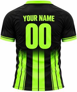 เสื้อฟุตบอลคอวีผู้ชายแบบซับลิเมชั่นสีดำไล่เฉดลายทาง ระบายอากาศได้ดี - Product Image 2