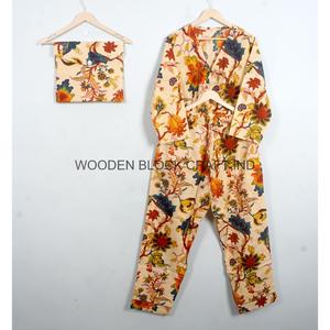Conjunto de Pijama de Manga Larga con Cuello en V 100% Algodón para Mujer, Suave, Transpirable y Lavable a Máquina - Product Image 2