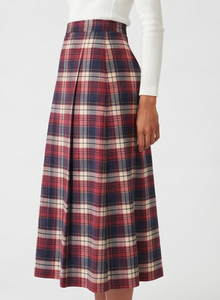 Jupe en flanelle à carreaux en coton pour femme, longueur cheville, avec poches, taille normale, coupe ample, style streetwear, pour l'hiver - Product Image 4