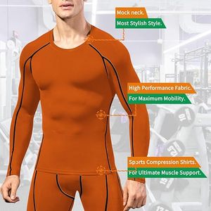 Men's Slim Fit Compression Long <b>Sleeve</b> Performance Shirt Premium Quick Dry Breathable Spandex/Polyester <b>Base</b> <b>Layer</b> Athletic - Product Image 2