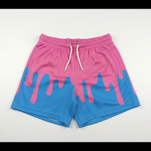 Servicio OEM al por mayor: Pantalones cortos de malla transpirables 100% poliéster para hombre con estampado personalizado de helado goteando - Product Image 5