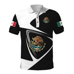 Polo pour homme à manches courtes, imprimé aigle vert, rouge et blanc, pour la fête de l'Indépendance du Mexique, tenue décontractée, 16 septembre - Product Image 3