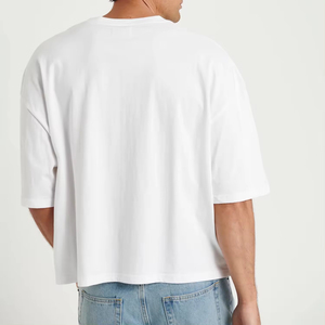 Camiseta de lujo personalizada 100% algodón con hombros caídos, estampado en relieve, cuello simulado oversize, camiseta de peso pesado para hombre - Product Image 2