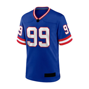 Custom Blue American Football Jersey V-Neck Short Sleeve Sublimated Print Moisture Wicking Uniform for <b>Men</b> - Product Image 2