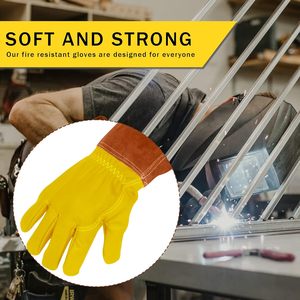 Comfortable Heat Resistance Best Quality Leather MIG TIG Welding <b>Gloves</b> Inside Breathable And Insulating Fabric Safety <b>Gloves</b> - Product Image 3
