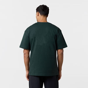 T-shirt da uomo <span class=keywords><strong>verde</strong></span> scuro a maniche corte con scollo rotondo, vestibilità regolare, casual, tinta unita, in jersey di cotone. - Product Image 4