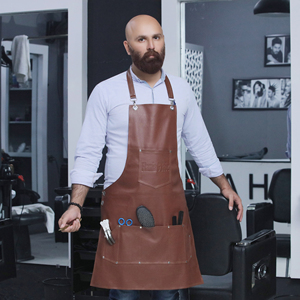Delantal de cuero Flamia & Jabz, clásico y duradero, con bolsillos para cocinar, traje de trabajo - Product Image 4