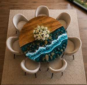Wholesale Custom Solid Wood <b>Epoxy</b> Resin <b>Table</b> Live Edge River Dining <b>Table</b> Luxury Handmade Wooden Furniture for Dining Room Cafe - Product Image 1