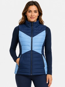 Gilet matelassé pour femme, veste sans manches de qualité supérieure, isolation légère, matière résistante à l'eau, fermeture éclair intégrale, tricoté - Product Image 1