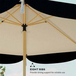 8.7 FT Elegance Patio Umbrella UPF 50+ Outdoor Market Umbrella with 8 Ribs Beige Color - Product Image 4