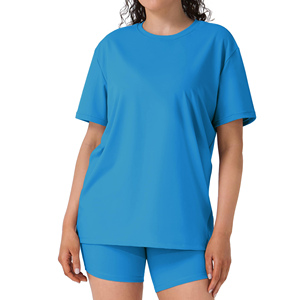 Conjunto de Dos Piezas para Mujer, Estilo Urbano, Estampado Personalizado, Corte Holgado, Color Negro, Cómodo y Fácil de Usar, para Verano - Product Image 1