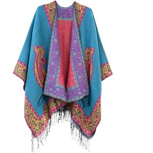 Women's Retro Style Vintage Pattern Tassel Poncho <b>Shawl</b> Cape <b>Wraps</b> For Women - Product Image 1