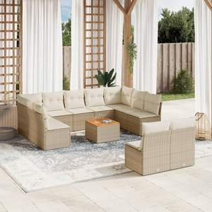Conjunto de Sofás Modulares de Jardín en Ratán Sintético PE Beige, con Capacidad para Más de 10 Personas, Muebles de Exterior Resistentes a la Intemperie, Diseño Contemporáneo - Product Image 1
