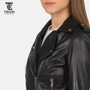 <b>Plus</b> <b>Size</b> <b>Women</b> Genuine Leather Knitted Autumn Moto Biker Style <b>Jacket</b> Comfortable Breathable <b>Waterproof</b> Eco-Friendly - Product Image 4