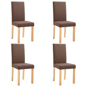 Ensemble de 4 chaises de salle à manger en tissu marron avec structure en bois de caoutchouc massif, pour la maison ou la restauration - Product Image 2