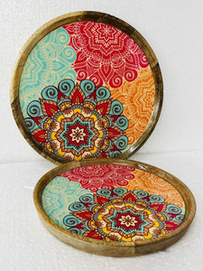 Suministro de catering decorativo para el hogar Bandejas impresas personalizadas de madera para servir a la venta desde la India - Product Image 4