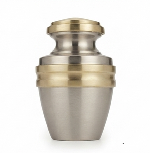 Urna Conmemorativa Brillante con Banda Dorada, Urnas Conmemorativas Metálicas, Productos Funerarios para Cenizas Humanas, Artículos de Cremación de la India - Product Image 3