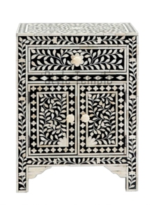 Geometric Bone Inlay <b>Side</b> <b>Table</b> Mosaic End <b>Table</b> Drum Accent <b>Table</b> for Living Room Modern Home Decor - Product Image 5