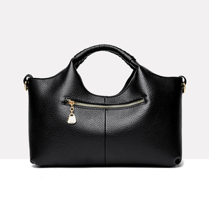 Sac à main d'épaule en cuir véritable pour femme avec fermeture éclair, deux sangles, doublure en polyester, faible MOQ, vente en gros - Product Image 6
