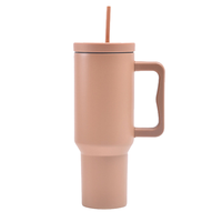 Tumbler Stainless Steel Dinding Ganda 40 oz 1200 ml Portabel dengan Pegangan dan Tutup
