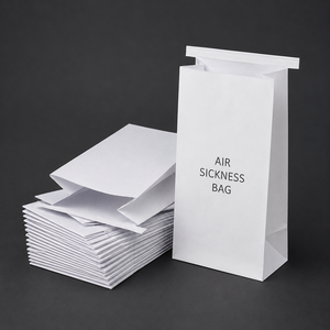 Eco-Friendly <b>Biodegradable</b> Air Sickness Bag Twisted Handles Kraft <b>Paper</b> Self Adhesive Seal Offset Printing Luxury Design - Product Image 4