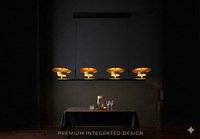 Suspension LED moderne à 4 ampoules, alimentation CA, structure métallique, abat-jour, lampe de plafond suspendue, blanc chaud 3500K, 750 lumens, pour salle à manger