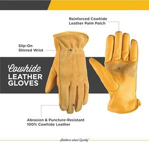 Custom Logo OEM Service Cow Hide <b>Leather</b> Work Safety Driving <b>Gloves</b> General Operation <b>Garden</b> Outdoor Working Driver <b>Gloves</b> - Product Image 2