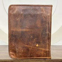 Venta caliente A4 Business Zipper Portafolio Mano Tooled Cuero Suministros de oficina Ring Binder Holder Caja de bolsillo Carpeta organizadora de archivos
