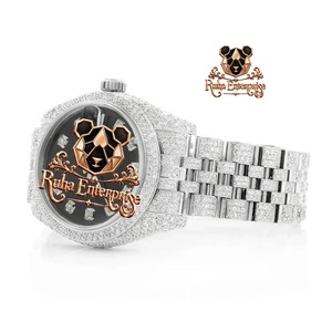 Relojes de Pulsera de Lujo con Diamantes de Moissanita y Acero Inoxidable Personalizados al por Mayor, Movimiento de Cuarzo, Estilo Hip Hop - Product Image 4