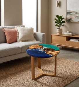 Luxury Round Hardwood <b>Epoxy</b> Resin River <b>Table</b> Custom Live Edge Dining Furniture Handmade Designer Wood <b>Table</b> - Product Image 1