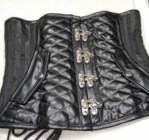 Women PU Leather Waist Cincher <b>Corset</b> Firm Control Hook And Eye Closure Breathable Shapewear Adult Size Medium Front Clasps - Product Image 2