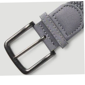Ceinture formelle pour homme en coton tressé noir de haute qualité avec logo personnalisé, réglable, avec extrémité élastique et boucle en acier tissée - Product Image 3