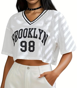 OEM Breathable Mesh Jersey Summer Sports T-shirt Embroidery logo Custom <b>Tshirt</b> Street Boxy Oversized Crewneck t Shirt for Women - Product Image 4
