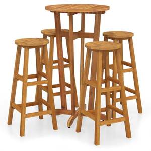 Juego de bar para jardín de madera de acacia maciza de durabilidad media, aspecto natural y durabilidad - Product Image 2