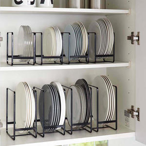 Metal <b>Plate</b> Holder Dish Rack with Drain Tray Kitchen Countertop Dinner <b>Plate</b> Organizer Wholesale Supplier - Product Image 2