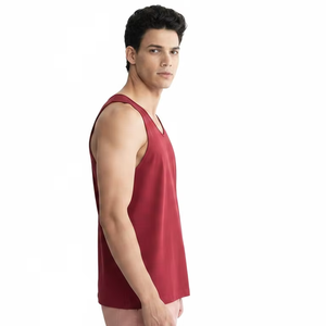 Custom <b>Men's</b> Logo Ribbed Heavyweight Cotton Gym Tank Top Muscle Sleeveless Running <b>Stringer</b> Fitness Sports Workout <b>Vest</b> Knitted - Product Image 4