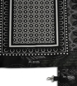 Tapis de prière islamique portable de luxe noir, imperméable, léger, pliable, avec pochette de transport - Product Image 6