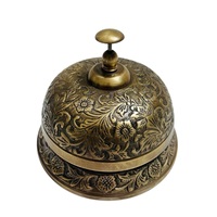 Cloche de réception manuelle en laiton doré antique gaufré pour enseignants, écoles et fournitures hôtelières haut de gamme