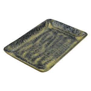 Plateaux de service carrés en or antique pour desserts, design élégant avec finition métallique, idéaux pour les restaurants. - Product Image 1