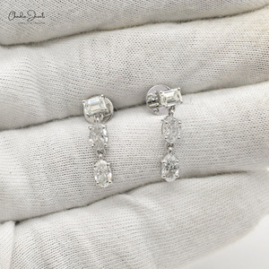 Genuine 1.85CTW White Diamond Dangling Earrings Prong Set Diamond Earrings with Push <b>Back</b> Bridal Jewelry Supplier on Alibaba - Product Image 3