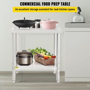 Tavolo di preparazione in acciaio inox per la fabbricazione di cucina commerciale 30X24X35 pollici 440 libbre capacità di carico in metallo resistente cucina - Product Image 2