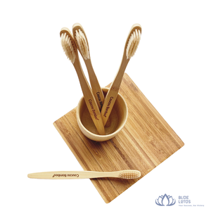 HIGH QUALITY | for <b>Toothbrush</b> Biodegradable Handle Medium Bristles Reusable <b>Travel</b> Size Daily Hygiene Care Supply Blue Lotus - Product Image 1