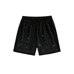 Men's Black Star Print <b>Shorts</b> <b>Sequined</b> Drawstring Casual Sport <b>Shorts</b> Mid Waist Breathable Polyester <b>Short</b> <b>Shorts</b> Rhinestones - Product Image 1