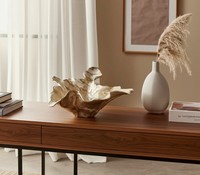 Bandeja Decorativa Minimalista de Aluminio con Forma Abstracta, Revestimiento de Esmalte, Centro de Mesa Artístico Moderno Hecho a Mano para Ramadán