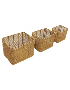 Eco-Friendly Modern <b>Square</b> Plant Fiber Storage <b>Basket</b> Set with Handles for Home Kitchen Nursery Storage Containers - Product Image 4